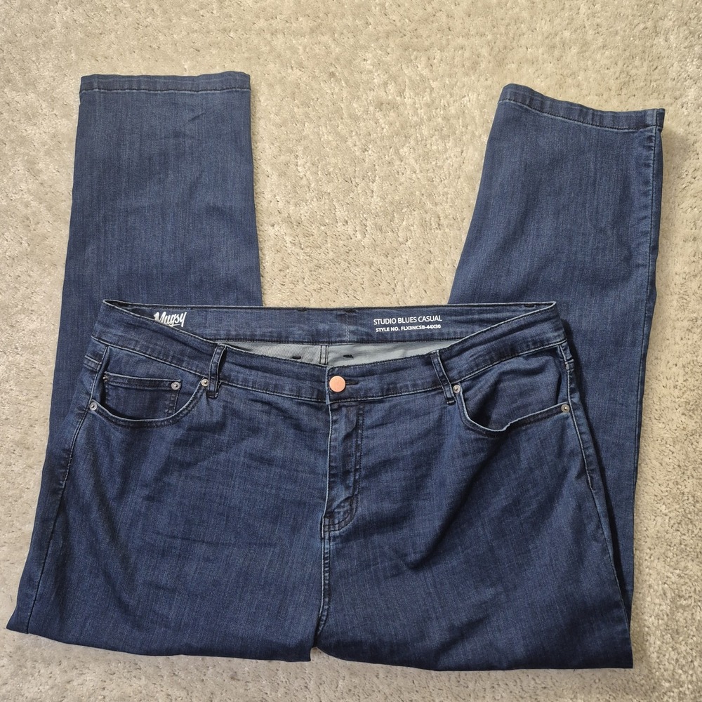 Mugsy Jeans Studio Blues Casual Denim Straight 44/31 Dark Wash Comfort Stretch